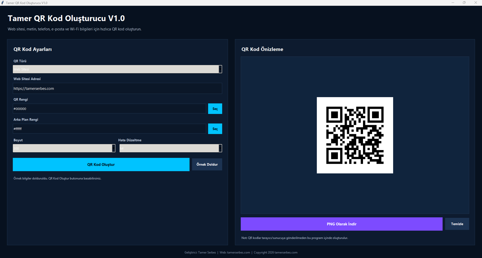 Tamer QR Kod Oluşturucu V1.0 görseli